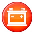 Car battery icon, flat style Royalty Free Stock Photo