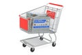 Car battery inside shopping cart, 3D rendering Royalty Free Stock Photo