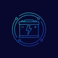 car battery line icon for web, vector