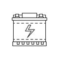 car battery, power, car line icon on white background Royalty Free Stock Photo