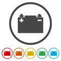 Car battery. Single flat icon on the circle. illustration. Royalty Free Stock Photo