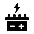 Car battery solid icon. Accumulator vector illustration isolated on white. Electricity glyph style design, designed for