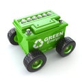 car battery on the wheel. Green energy concept. Royalty Free Stock Photo