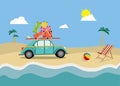 Car on the beach. Car traveling concept. Take vacation.