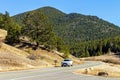 Car on beautiful Mountain Road in Colorado Rockies Royalty Free Stock Photo