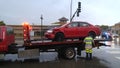 Car being towed away after accident Royalty Free Stock Photo