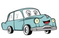 Car blue fun cartoon design illustrationwind