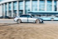 car BMW 530i on the asphalt road in motion. BMW 5 Series G30 moving on the street in city Royalty Free Stock Photo