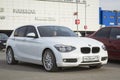 Car BMW 1-series, white color Royalty Free Stock Photo