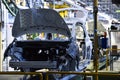 Car bodies on the production line