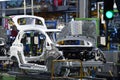 Car bodies on the production line