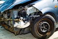 Car with body damage after an accident Royalty Free Stock Photo