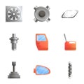 Car body parts icon set, cartoon style Royalty Free Stock Photo