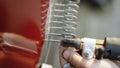 Car body repair welding and restoration. Man welding a part of the car and preparing it for a general repair welding