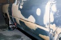 Car body work after the accident by preparing before painting