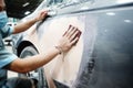 Car body work auto repair paint after the accident during the spraying Royalty Free Stock Photo