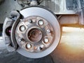 Car brake disc, maintenance concept and copy space