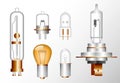 realistic car bulbs isolated, automotive part bulbs motorcycle, detailed bulbs car.