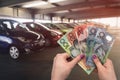 `Car buy` or `rent car` conceptions with australian dollar