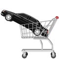 Car buying black auto shopping cart