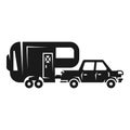 Car with camp trailer icon, simple style