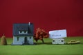 Miniature house and car, diorama