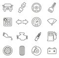 Car & Car Parts Icons Thin Line Vector Illustration Set Royalty Free Stock Photo