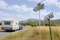 Car with caravan at road Royalty Free Stock Photo