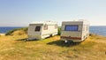 Car caravan trailer sea summer Royalty Free Stock Photo