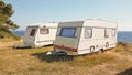 Car caravan trailer sea summer Royalty Free Stock Photo