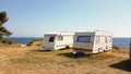 Car caravan trailer sea summer Royalty Free Stock Photo