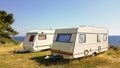 Car caravan trailer sea summer Royalty Free Stock Photo