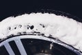 Car Care or Car Detailing Process. Using black sponge to washing the tire. blacker rubber. Royalty Free Stock Photo