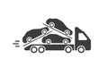 Car carrier icon. Car delivery. The cars are on a truck