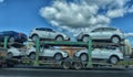 Car carrier on the road Royalty Free Stock Photo