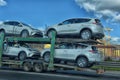 Car carrier on the road Royalty Free Stock Photo