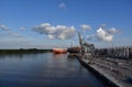 Car carrier ship arriving to the port of Savannah