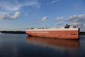 Car carrier ship arriving to the port of Savannah