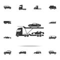 Car carrier truck deliver new auto icon. Detailed set of transport icons. Premium quality graphic design. One of the collection ic