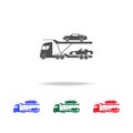 Car carrier truck deliver new auto icons. Elements of transport element in multi colored icons. Premium quality graphic design Royalty Free Stock Photo