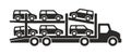 Car carrier truck icon, Monochrome style