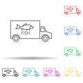 car carrying fish multi color style icon. Simple thin line, outline vector of fish production icons for ui and ux, website or Royalty Free Stock Photo