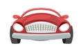 Car. Cartoon comic funny style. Front view. Red Automobile. Auto in flat design. Cabriolet. Childrens illustration Royalty Free Stock Photo