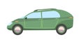 Car. Cartoon comic funny style. Side view. Beautiful green Automobile. Auto in flat design. Childrens illustration Royalty Free Stock Photo