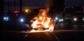Car caught on fire. Royalty Free Stock Photo
