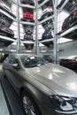 Car in center of the multi-story automated car parking system