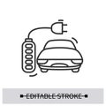 Car charging icon. Electric vehicle socket plug charging vector illustration. Royalty Free Stock Photo