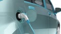 Car charging process electric car connected to the charging station 3d render image Royalty Free Stock Photo