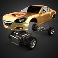 Car chassis with engine of luxury brandless sportcar Royalty Free Stock Photo