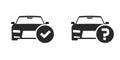 Car check test icon pictogram vector, simple vehicle auto question mark glyph symbol graphic black white, checkup registration